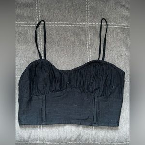 American Eagle Black Cropped Corset Tube Top